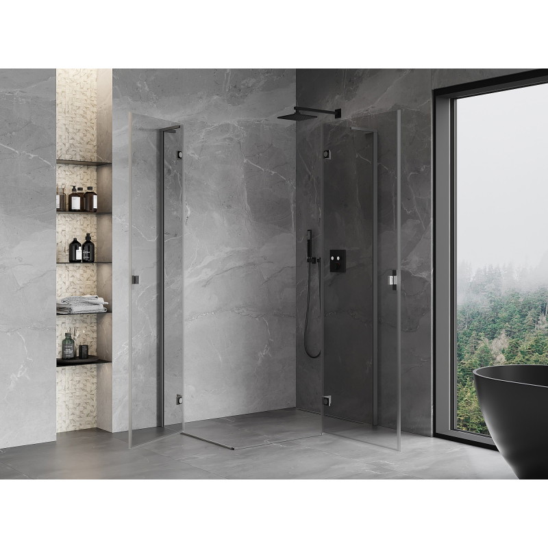Mexen Mist-H L Duo sprchový kút s pravým otváraním 85 x 100 cm, transparentný, gun metal - 8A5L-085L-100P-95-00