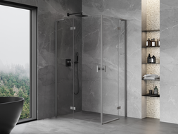 Mexen Mist-H L Duo sprchový kút sklopný ľavý 120 x 115 cm, transparentný, gun metal - 8A5L-120L-115P-95-00