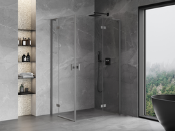 Mexen Mist-H L Duo sprchová kabína s otváraním doprava 80 x 120 cm, transparentná, tmavý kov - 8A5L-080L-120P-95-00