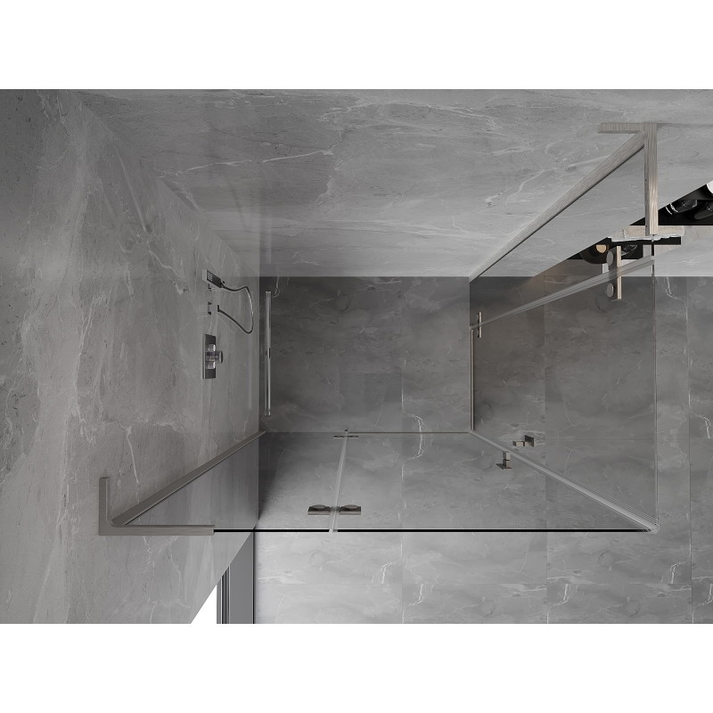 Mexen Mist-H L Duo sprchový kút s otočnými dverami ľavý 80 x 70 cm, priehľadný, brúsený nikel - 8A5L-080L-070P-97-00