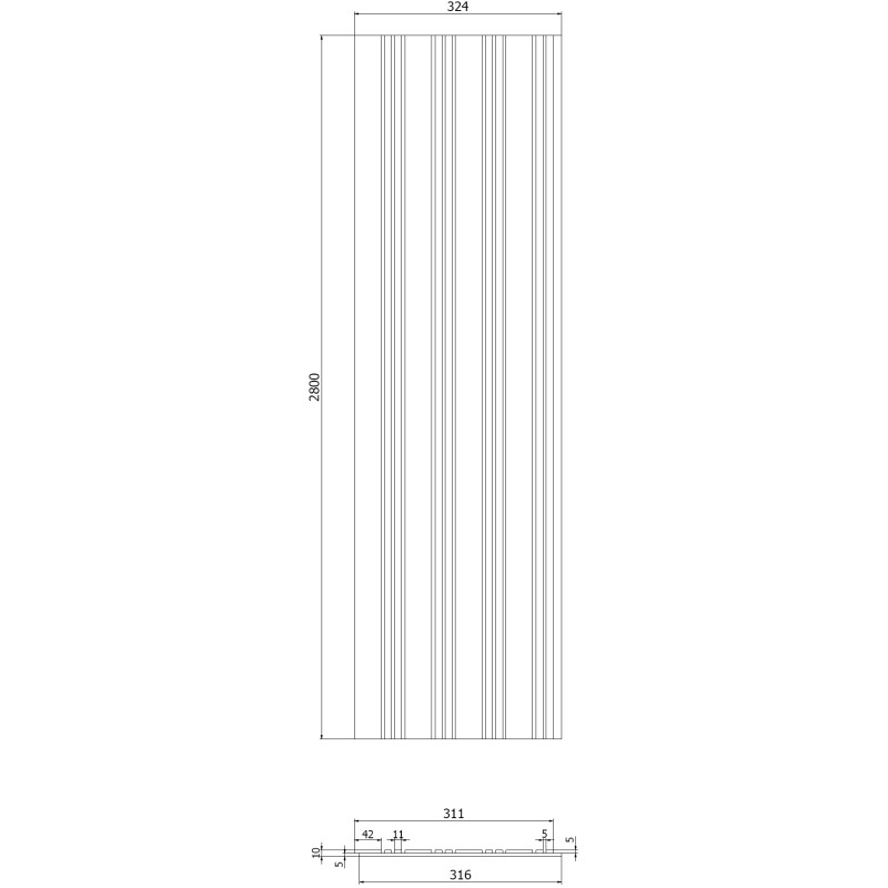 Mexen Lam-F Nano 01 akustické nástenné lišty 280 x 32,4 cm, plsť 5 mm, technická dýha, Dub Mocca - S108-280-01-045