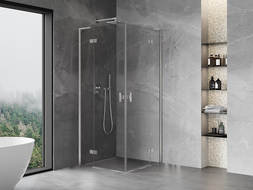 Mexen Mist-H L Duo sprchový kút s otváracími dverami 120 x 120 cm, transparentný, brúsený nikel - 8A5L-120L-120P-97-00