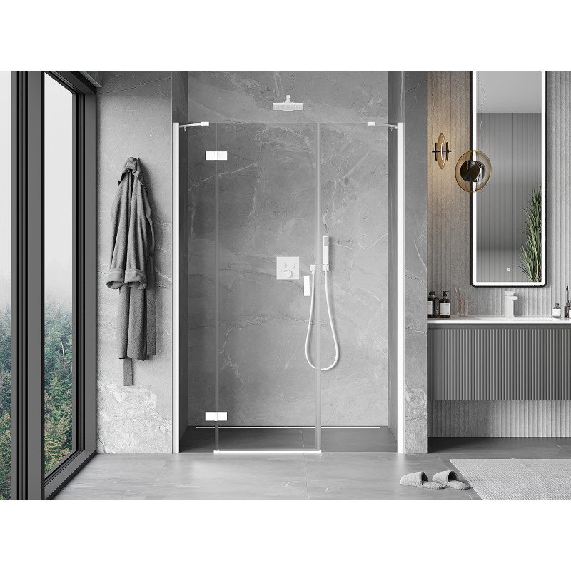 Mexen Mist-H sprchové dvere výklopné ľavé 120 cm, priehľadné, biele - 8A5-120-001-20-00-L