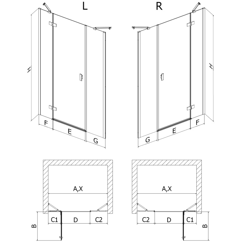 Mexen Mist-H sprchové dvere ľavé 145 cm, transparentné, biele - 8A5-145-001-20-00-L