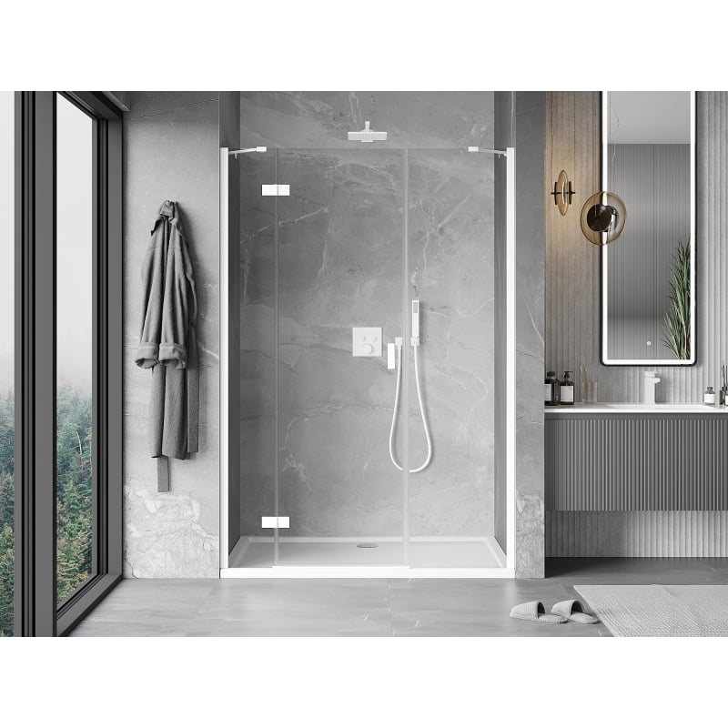 Mexen Mist-H sprchové dvere ľavé 145 cm, transparentné, biele - 8A5-145-001-20-00-L