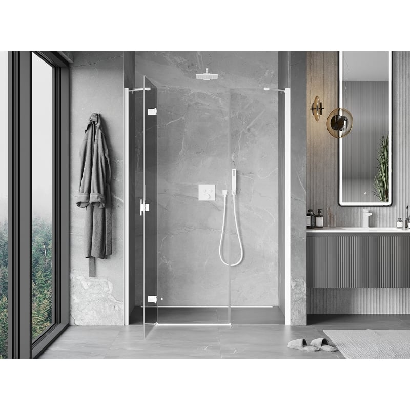 Mexen Mist-H sprchové dvere ľavé 145 cm, transparentné, biele - 8A5-145-001-20-00-L