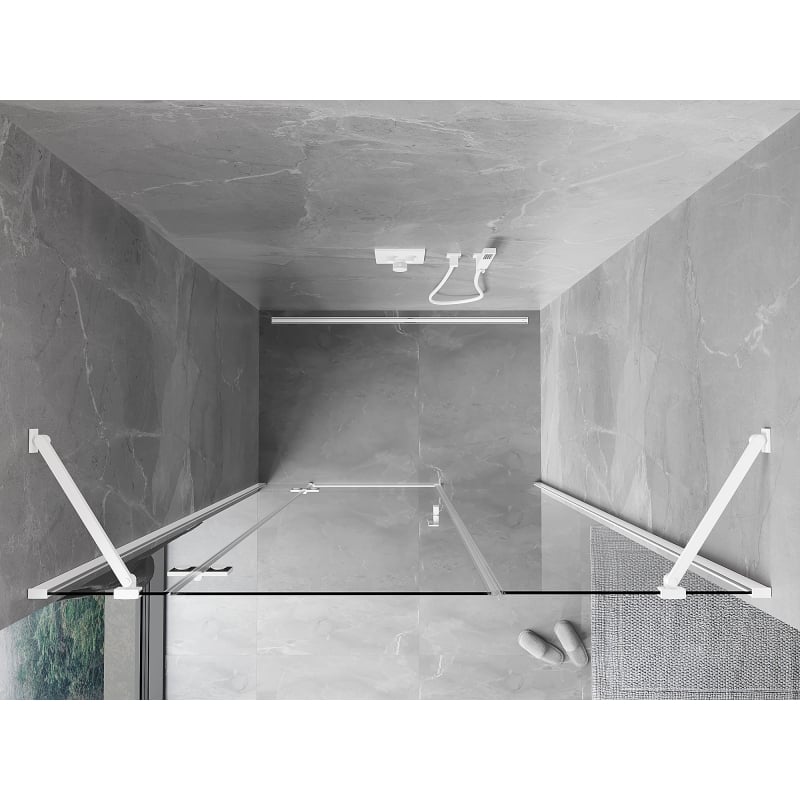 Mexen Mist-H sprchové dvere ľavé 145 cm, transparentné, biele - 8A5-145-001-20-00-L