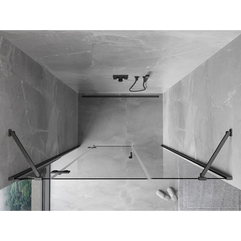 Mexen Mist-H sprchové dvere otvárané ľavé 155 cm, priehľadné, brúsená gun gray - 8A5-155-001-66-00-L