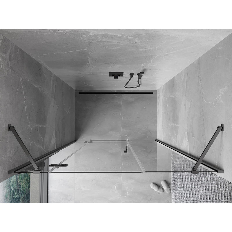 Mexen Mist-H sprchové dvere otočné ľavé 140 cm, transparentné, gun metal - 8A5-140-001-95-00-L