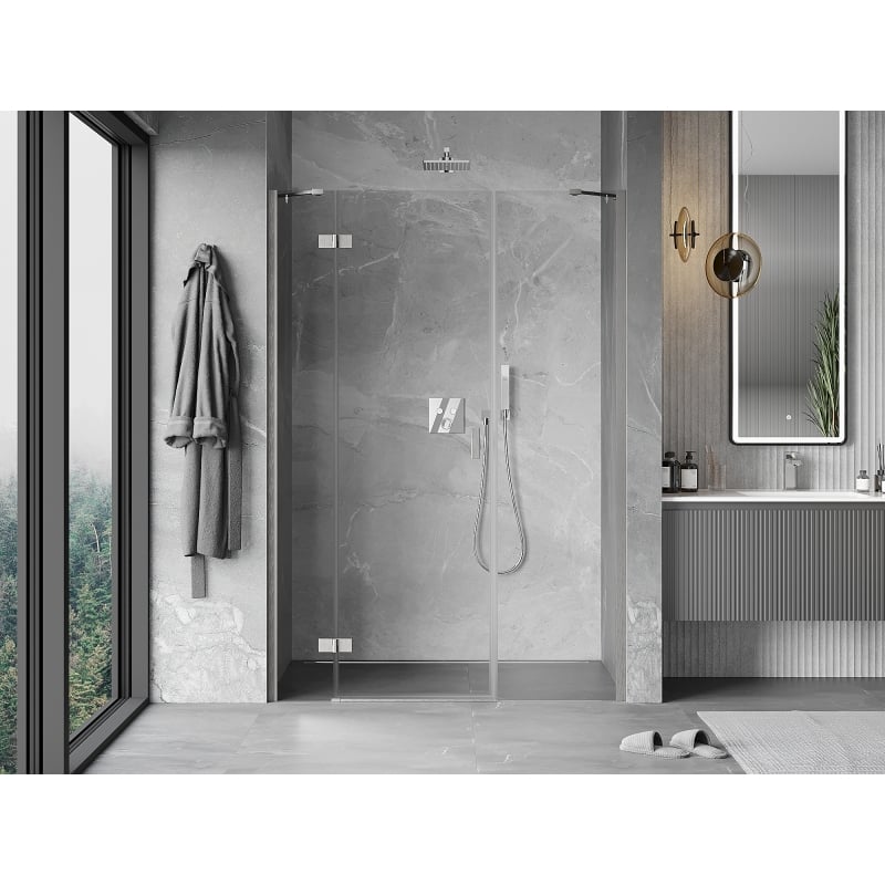 Mexen Mist-H sprchové dvere výklopné ľavé 130 cm, transparentné, brúsený nikel - 8A5-130-001-97-00-L