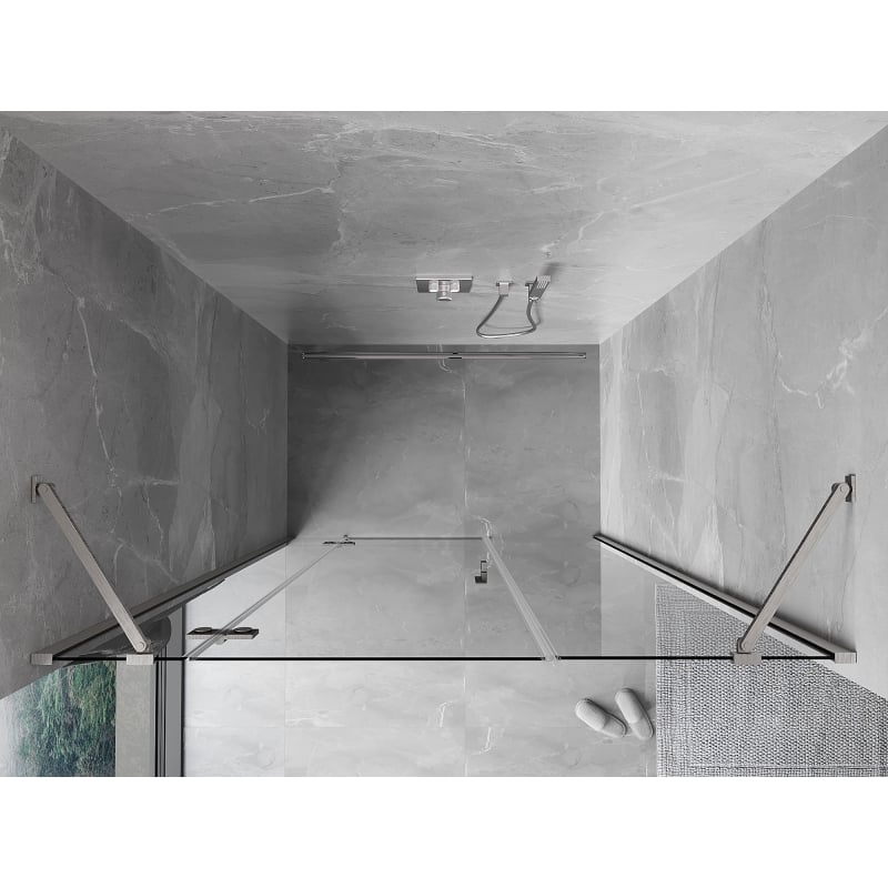 Mexen Mist-H sprchové dvere výklopné ľavé 130 cm, transparentné, brúsený nikel - 8A5-130-001-97-00-L