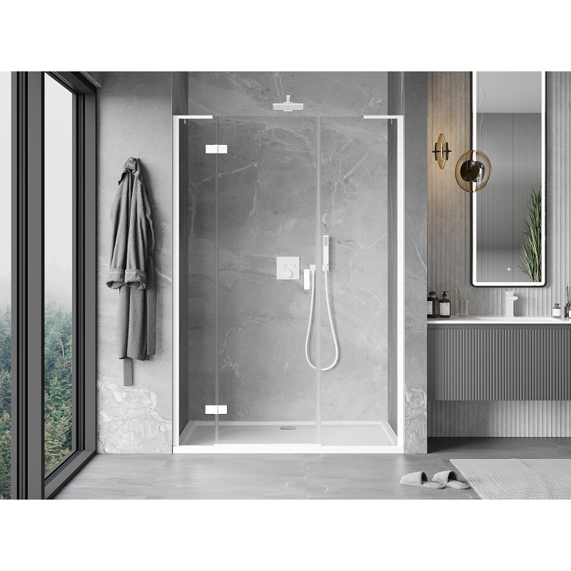 Mexen Mist-H L otočné sprchové dvere ľavé 130 cm, priehľadné, biele - 8A5L-130-001-20-00-L