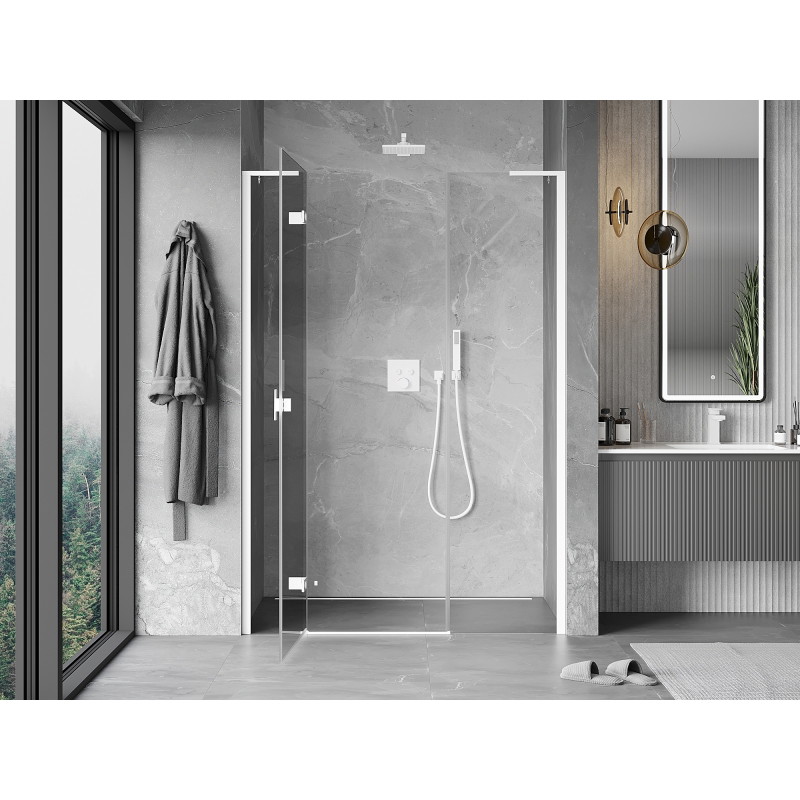 Mexen Mist-H L ľavé otočné sprchové dvere 145 cm, transparent, biele - 8A5L-145-001-20-00-L