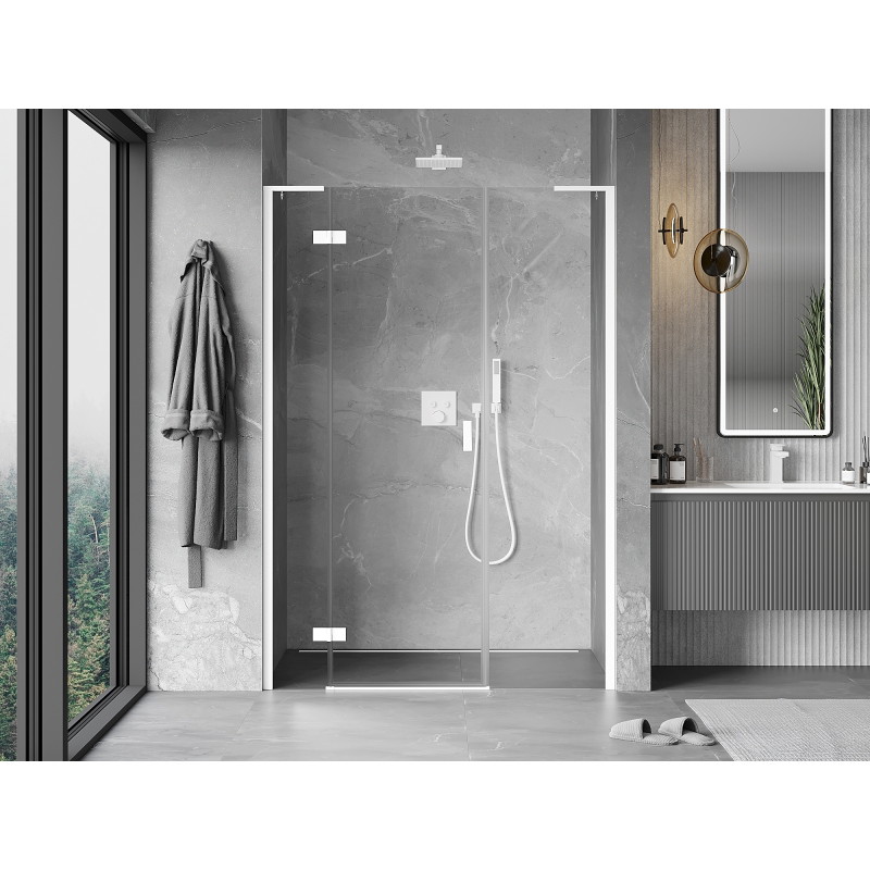 Mexen Mist-H L ľavé otočné sprchové dvere 145 cm, transparent, biele - 8A5L-145-001-20-00-L