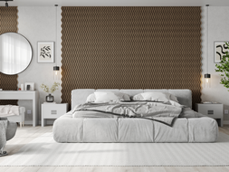 Mexen Lam-SF 02 akustické nástenné lamely 280 x 30 cm, plsť 9 mm, technická dyha, Tmavý Orech - S106-280-02-044