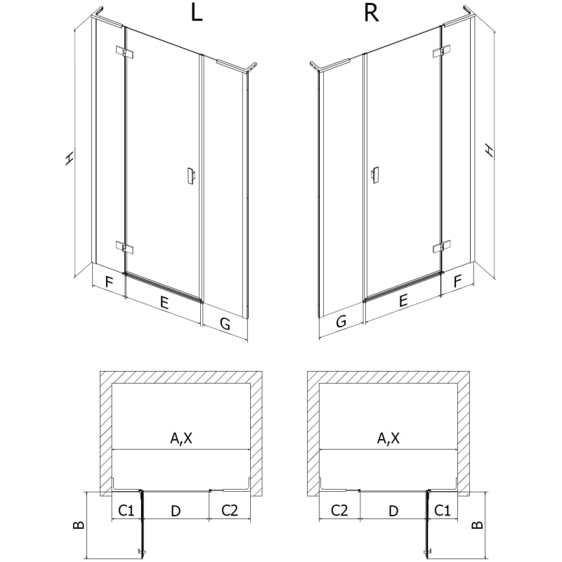 Mexen Mist-H L sprchové dvere otočné pravé 140 cm, priehľadné, biele - 8A5L-140-001-20-00-P
