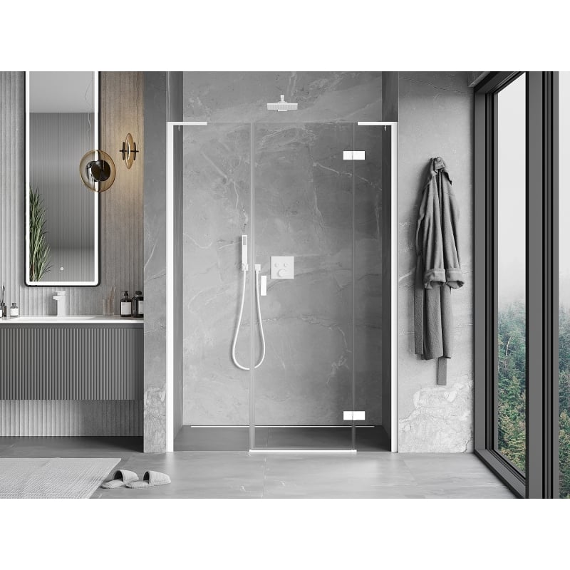 Mexen Mist-H L sprchové dvere otočné pravé 140 cm, priehľadné, biele - 8A5L-140-001-20-00-P