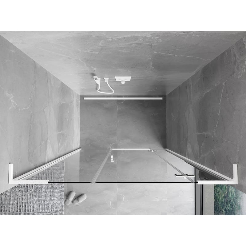 Mexen Mist-H L sprchové dvere otočné pravé 140 cm, priehľadné, biele - 8A5L-140-001-20-00-P