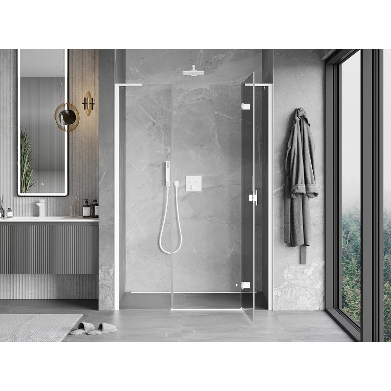 Mexen Mist-H L sprchové dvere výklopné pravé 145 cm, transparentné, biele - 8A5L-145-001-20-00-P