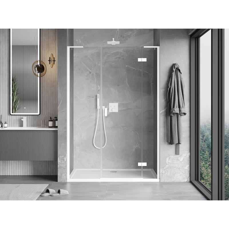 Mexen Mist-H L sprchové dvere otváracie pravé 160 cm, priehľadné, biele - 8A5L-160-001-20-00-P