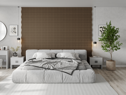 Mexen Lam-F stenové akustické lamely 275 x 30 cm, plsť 8 mm, technická dýha, Zlatý Dub - S105-275307-3015-003