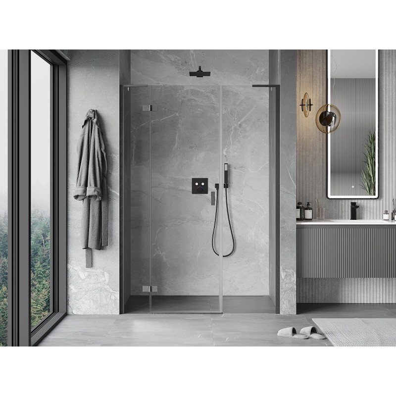 Mexen Mist-H L sprchové dvere otváracie ľavé 130 cm, transparentné, brúsená gun gray - 8A5L-130-001-66-00-L