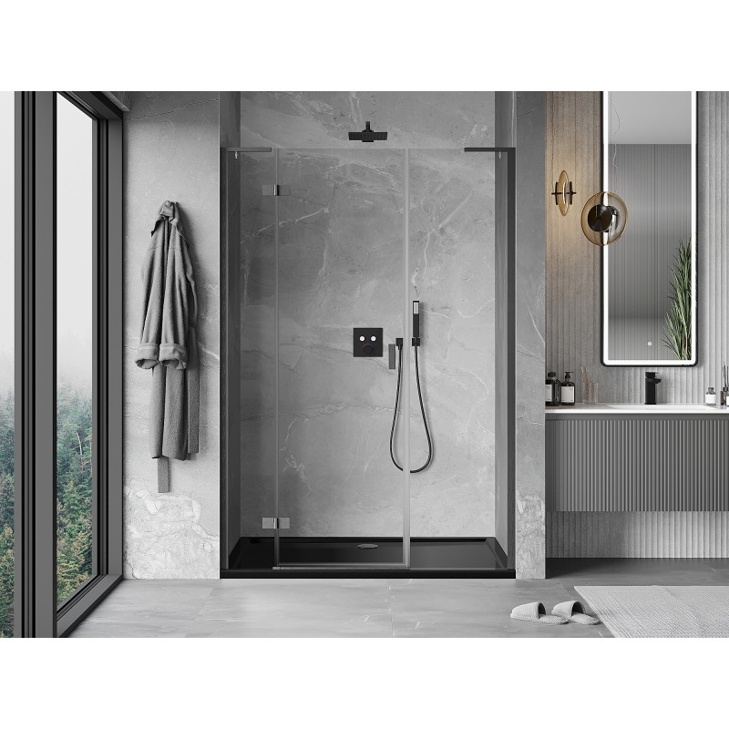 Mexen Mist-H L ľavé sprchové dvere 135 cm, transparentné, brúsené puškové sivé - 8A5L-135-001-66-00-L