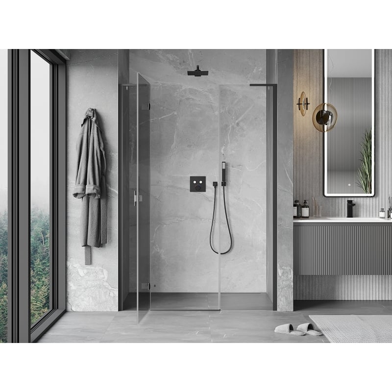 Mexen Mist-H L otočné sprchové dvere ľavé 130 cm, priehľadné, tmavý kov - 8A5L-130-001-95-00-L