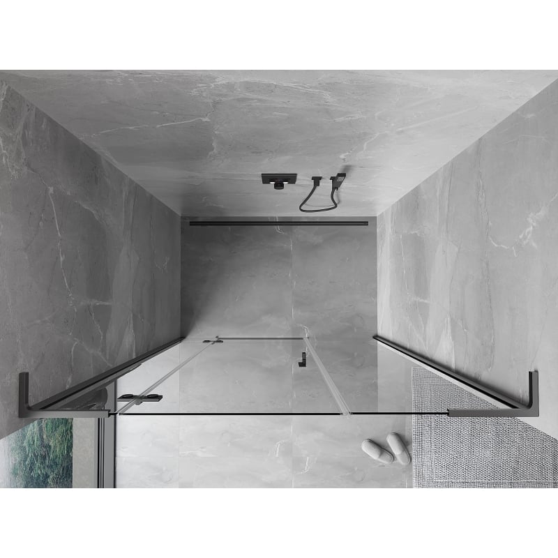 Mexen Mist-H L otočné sprchové dvere ľavé 130 cm, priehľadné, tmavý kov - 8A5L-130-001-95-00-L
