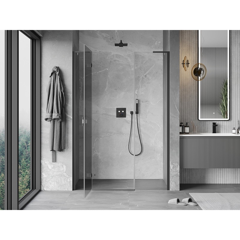 Mexen Mist-H L sprchové dvere otváracie ľavé 145 cm, transparentné, gun metal - 8A5L-145-001-95-00-L