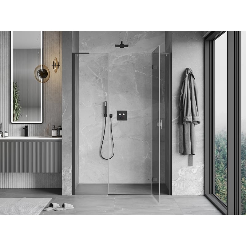 Mexen Mist-H L pravé závesné sprchové dvere 125 cm, priehľadné, gun metal - 8A5L-125-001-95-00-P