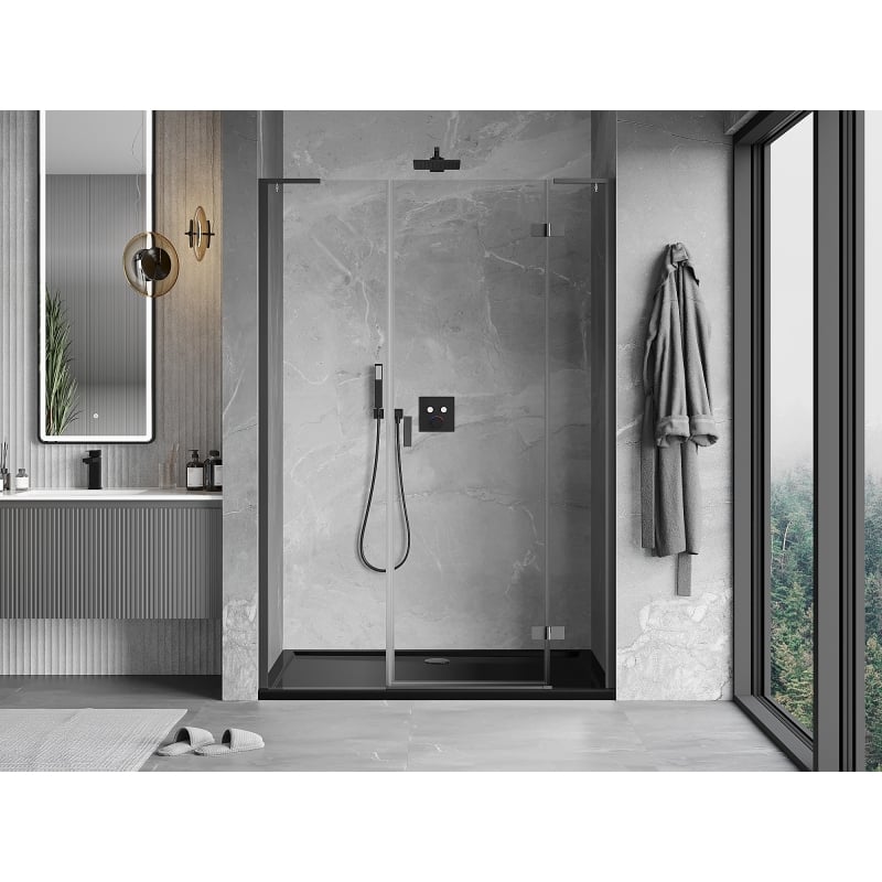 Mexen Mist-H L sprchové dvere pravé 140 cm, priehľadné, gun metal - 8A5L-140-001-95-00-P