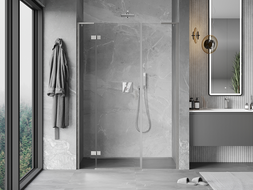 Mexen Mist-H L sprchové dvere ľavé otváracie 135 cm, transparentné, brúsený nikel - 8A5L-135-001-97-00-L