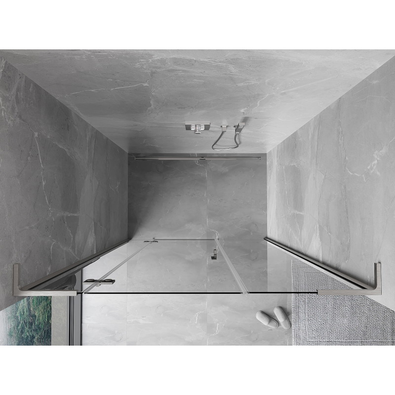 Mexen Mist-H L ľavé otočné sprchové dvere 140 cm, transparentné, brúsený nikel - 8A5L-140-001-97-00-L
