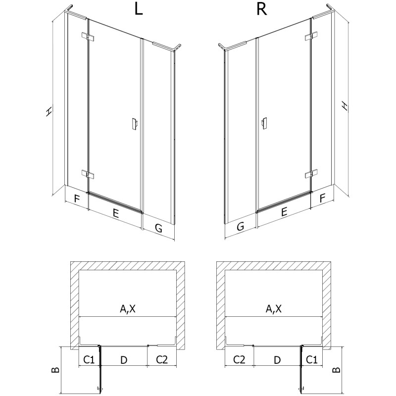 Mexen Mist-H L sprchové dvere otočné pravé 135 cm, transparentné, kefovaný nikel - 8A5L-135-001-97-00-P