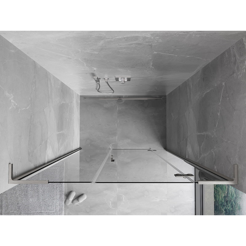 Mexen Mist-H L otváracie sprchové dvere pravé 150 cm, transparentné, brúsený nikel - 8A5L-150-001-97-00-P
