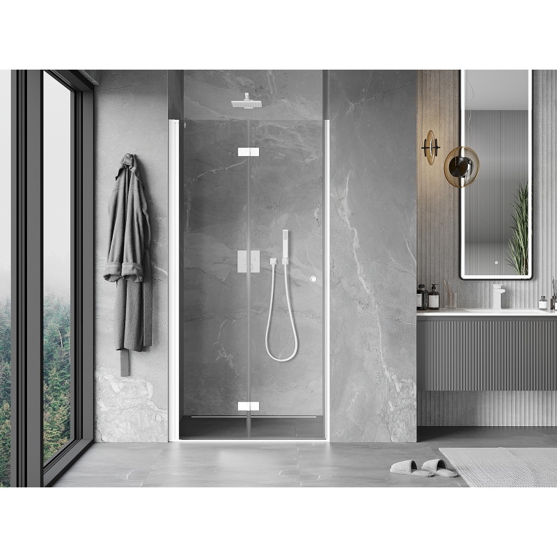 Mexen Mist-F skladacie sprchové dvere ľavé 80 cm, priehľadné, biele - 8A6-080-000-20-00-L