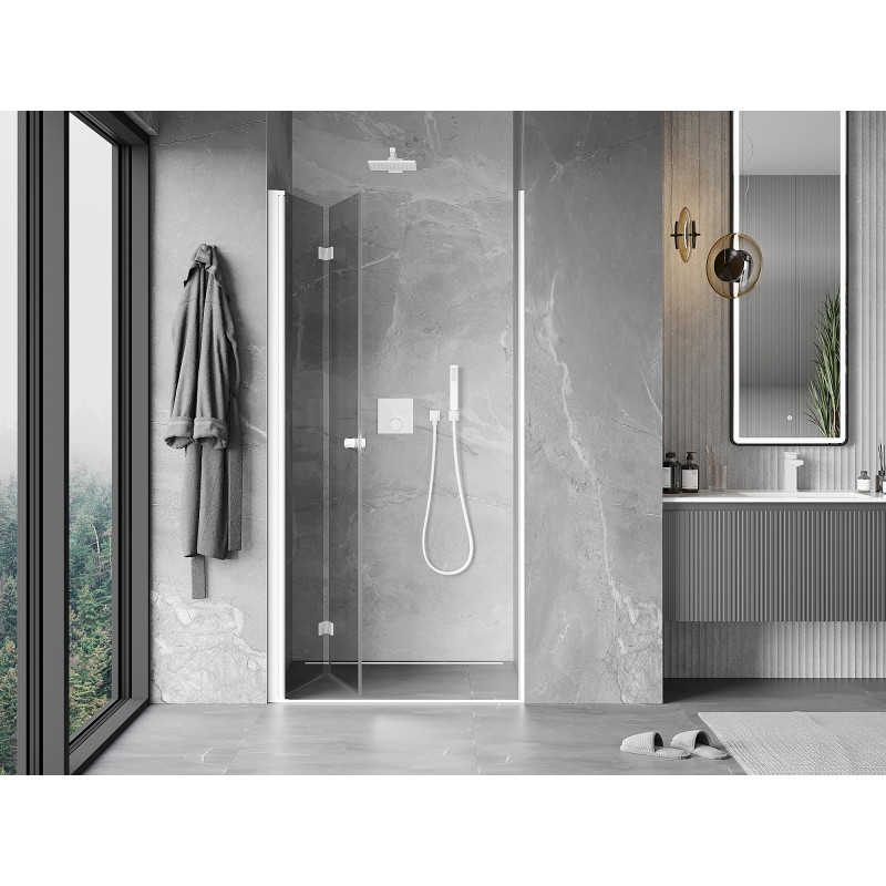 Mexen Mist-F skladacie sprchové dvere ľavé 110 cm, transparentné, biele - 8A6-110-000-20-00-L