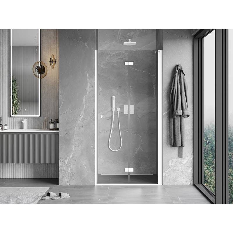 Mexen Mist-F skladacie sprchové dvere pravé 70 cm, priehľadné, biele - 8A6-070-000-20-00-P
