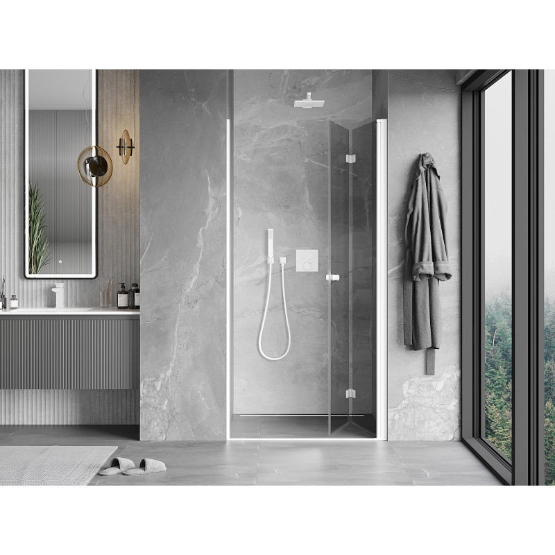 Mexen Mist-F skladacie sprchové dvere pravé 80 cm, priehľadné, biele - 8A6-080-000-20-00-P