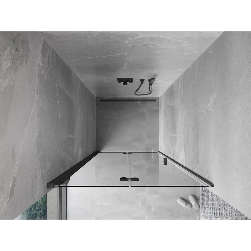 Mexen Mist-F ľavé skladacie sprchové dvere 85 cm, transparentné, brúsená zbraňová šedá - 8A6-085-000-66-00-L