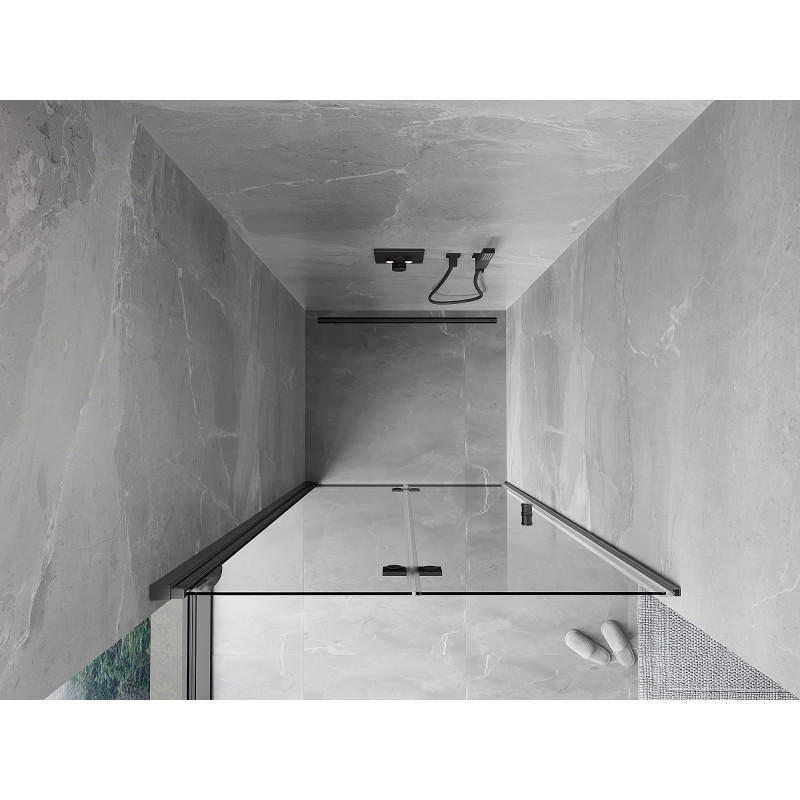 Mexen Mist-F skladacie ľavé sprchové dvere 60 cm, transparentné, gun metal - 8A6-060-000-95-00-L