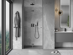 Mexen Mist-F skladacie ľavé sprchové dvere 95 cm, priehľadné, gun metal - 8A6-095-000-95-00-L