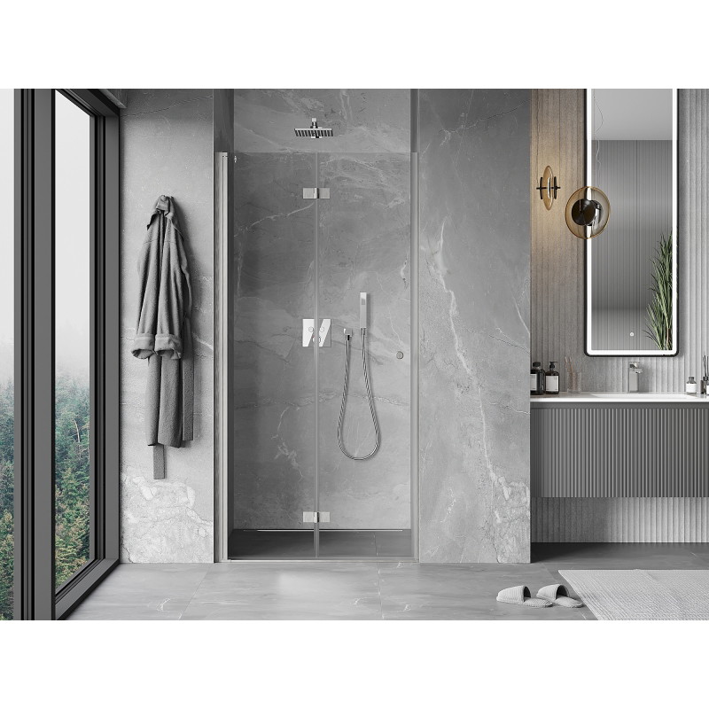 Mexen Mist-F skladacie sprchové dvere ľavé 115 cm, transparentné, brúsený nikel - 8A6-115-000-97-00-L