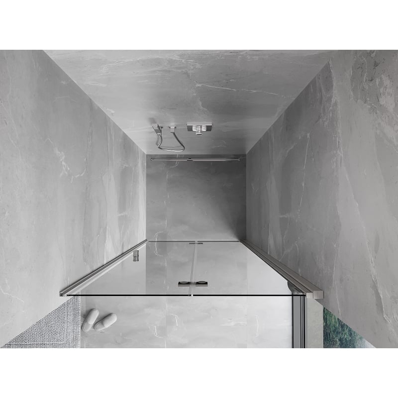 Mexen Mist-F skladacie sprchové dvere pravé 70 cm, priehľadné, kartáčovaný nikel - 8A6-070-000-97-00-P