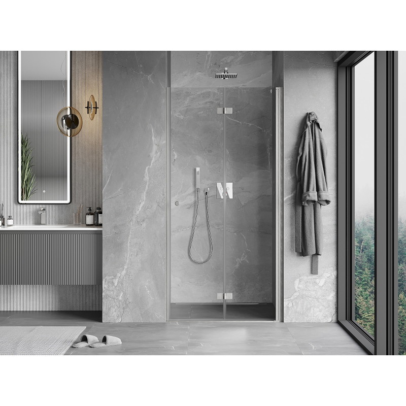 Mexen Mist-F skladacie sprchové dvere pravé 100 cm, transparentné, brúsený nikel - 8A6-100-000-97-00-P