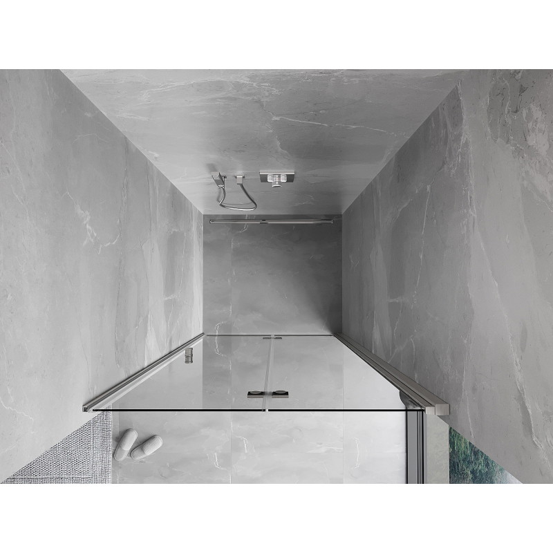 Mexen Mist-F skladacie sprchové dvere pravé 110 cm, transparentné, brúsený nikel - 8A6-110-000-97-00-P