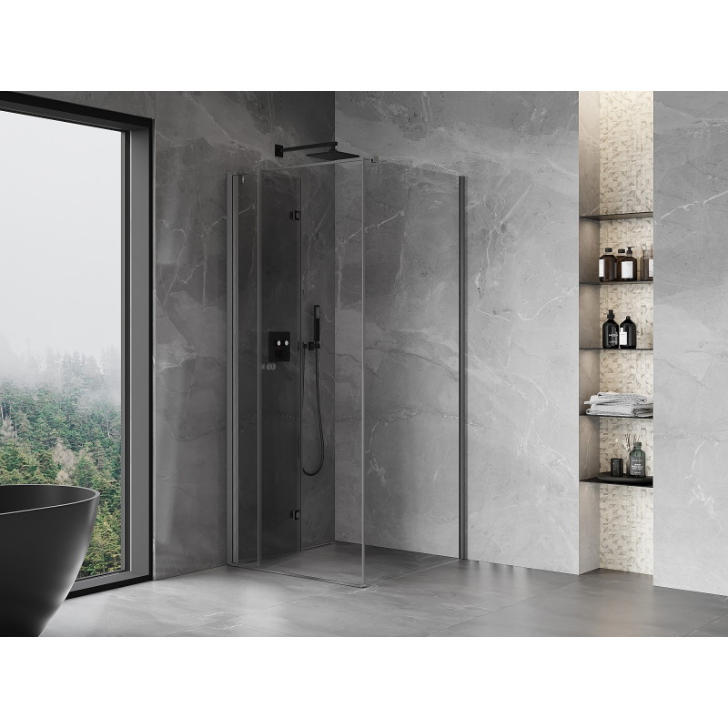 Mexen Mist-F skladací sprchový kút ľavý 85 x 85 cm, transparentný, brúsený gun gray - 8A6T-085-085-66-00-L