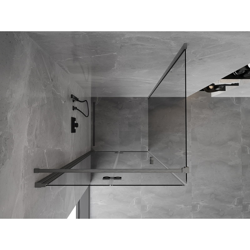 Mexen Mist-F skladací sprchový kút ľavý 85 x 85 cm, transparentný, brúsený gun gray - 8A6T-085-085-66-00-L