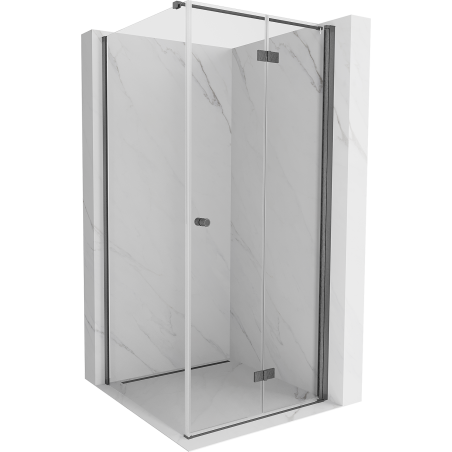 Mexen Mist-F sprchovací kút skladací pravý 70 x 70 cm, transparentný, gun gray kartáčovaný - 8A6T-070-070-66-00-P